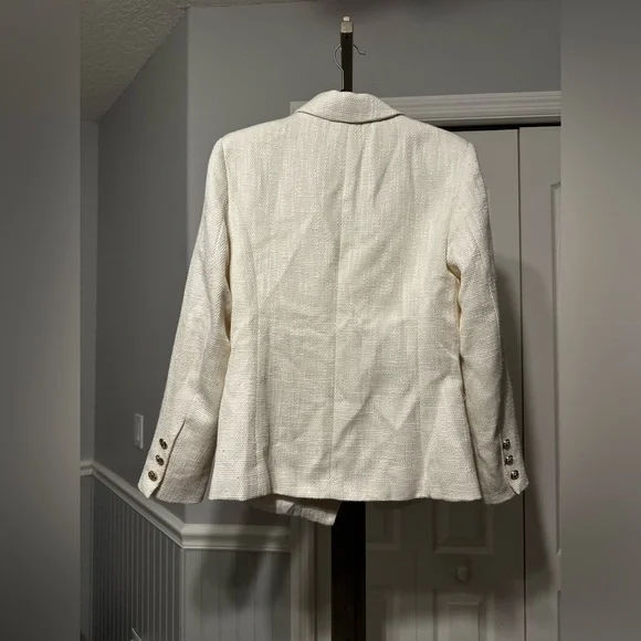 Tweed Cream Double-Breasted Blazer - Picture 5 of 6